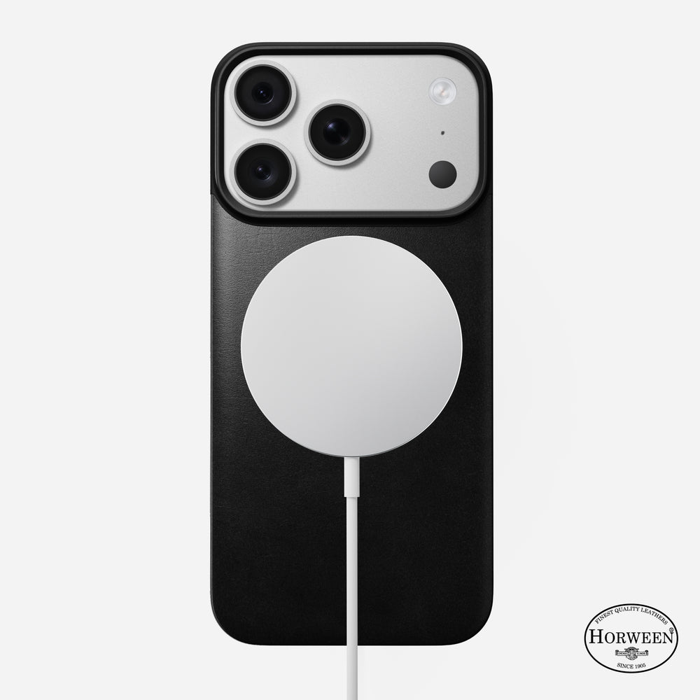 Magnetic Leather Back Case for iPhone 18 Pro 6.3 in Black Horween - Nomad