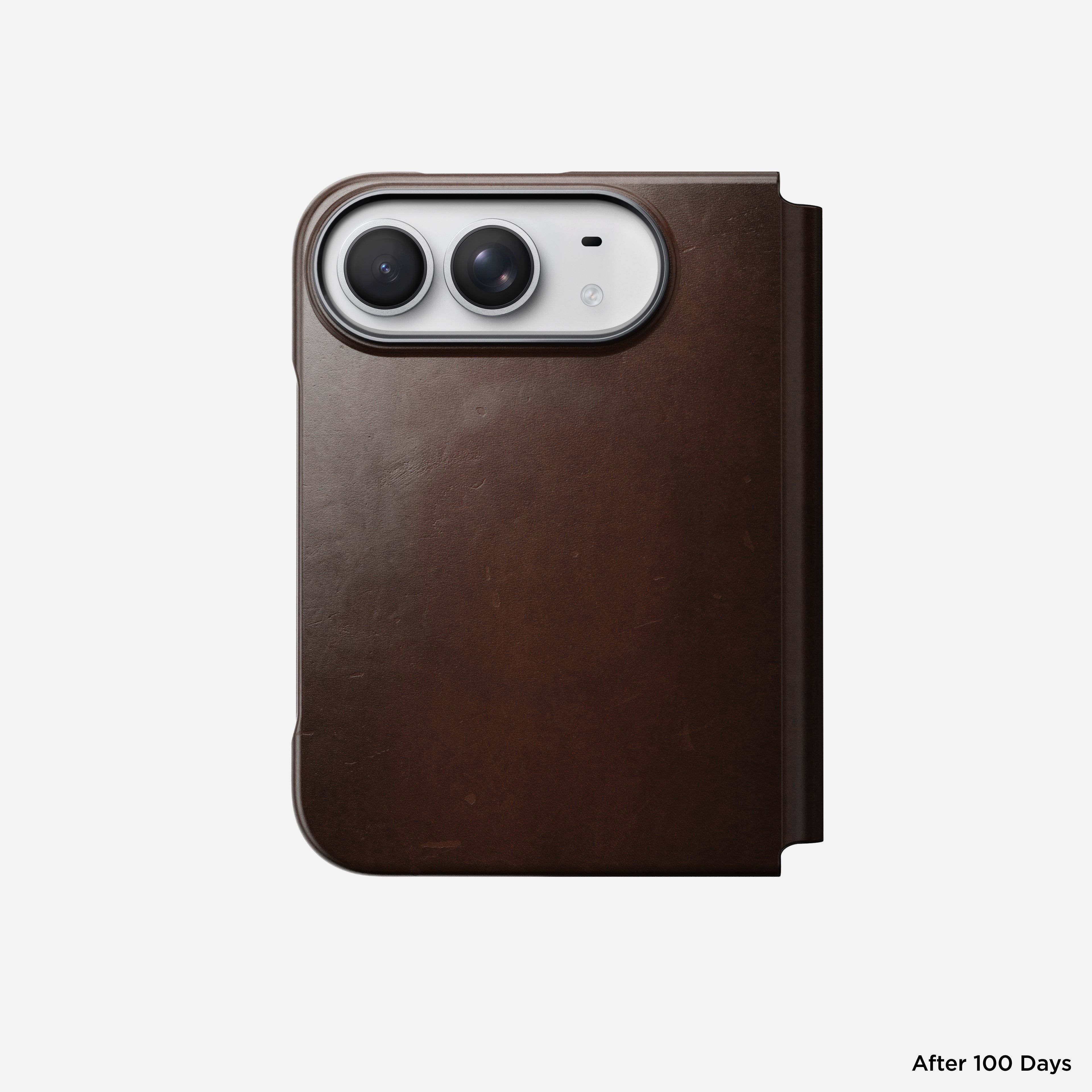 Nomad Traditional Leather Folio Case for iPhone Fold - Rustic Brown Horween