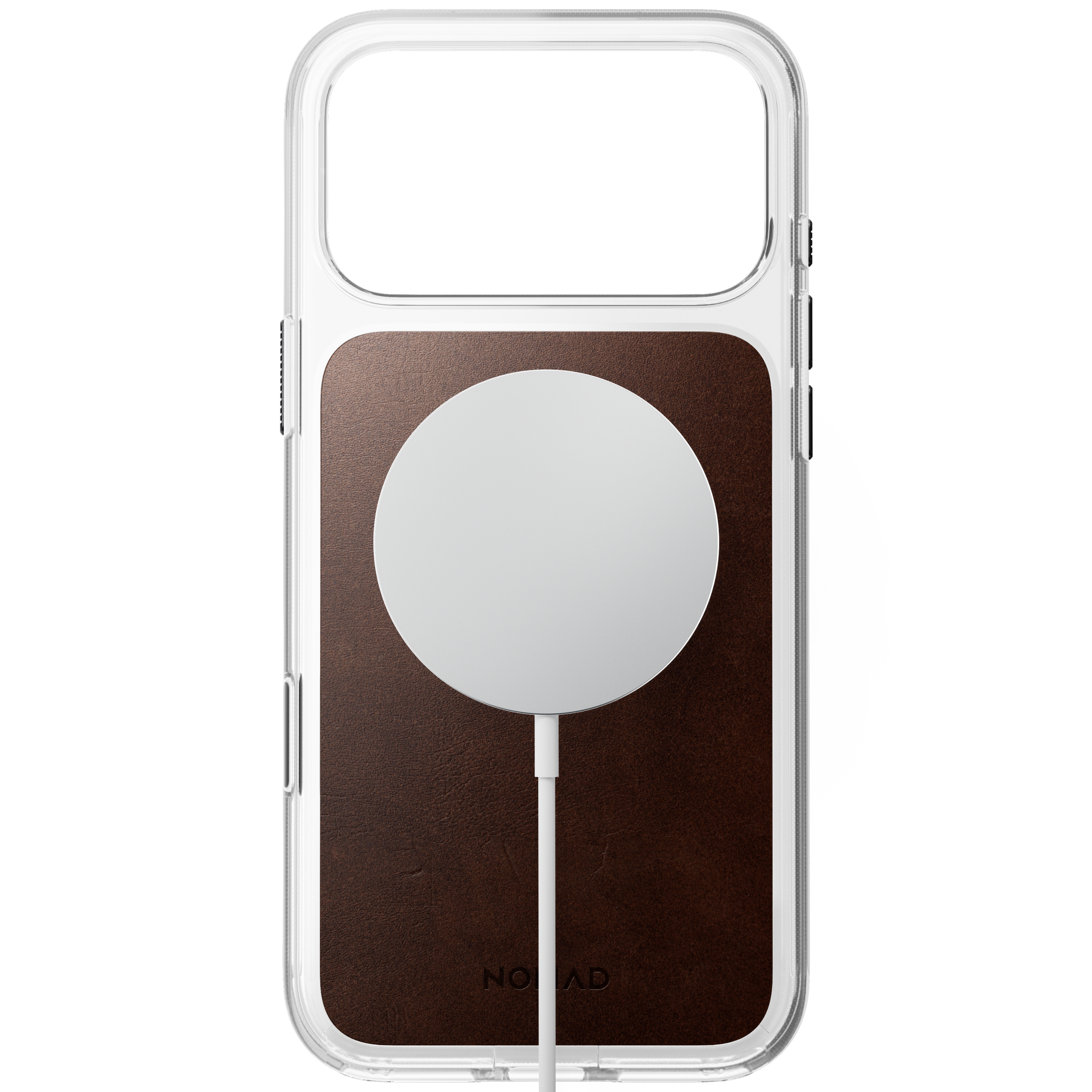 Clear + Leather Case for iPhone 18 Pro Max 6.9 in Rustic Brown Horween - Nomad