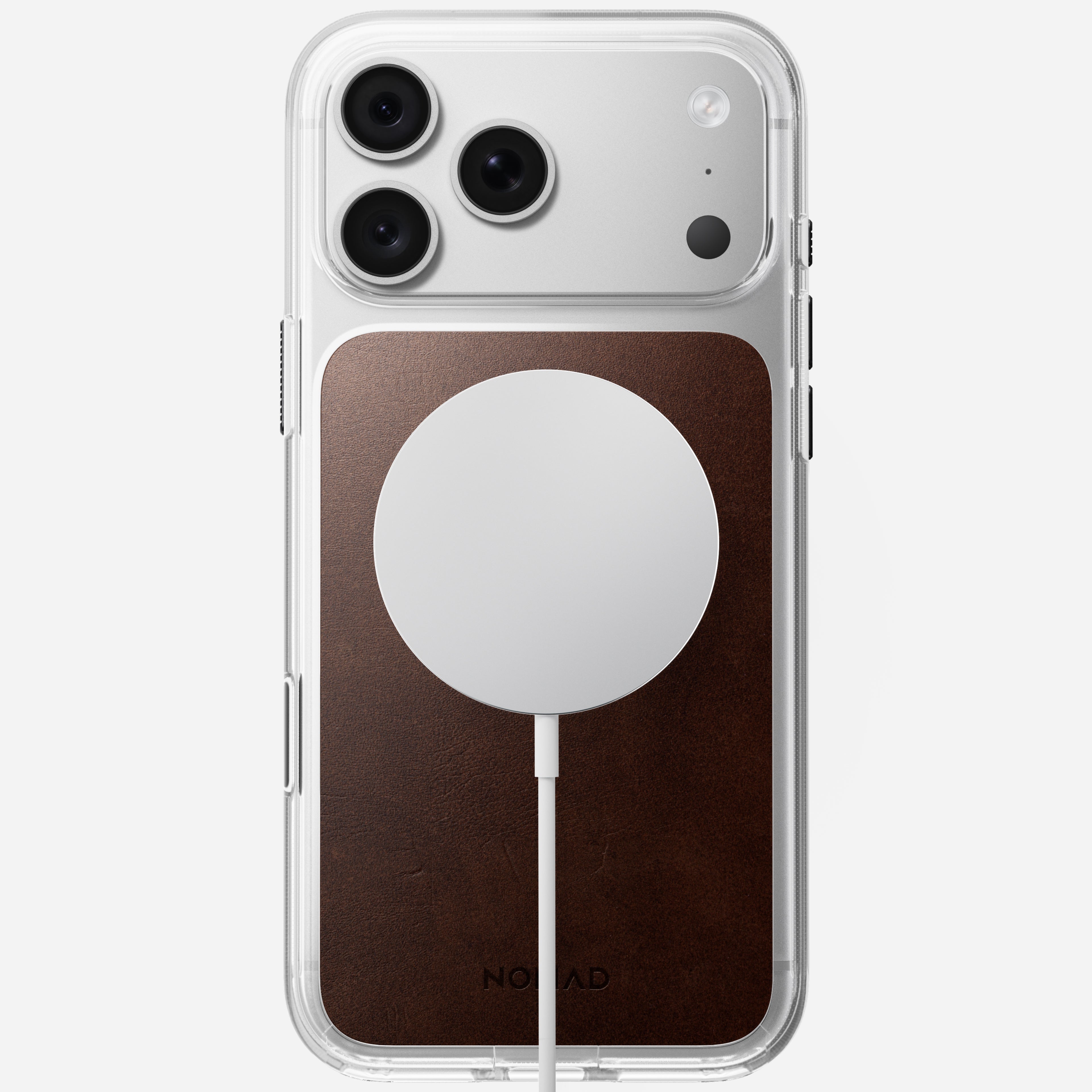 Clear + Leather Case for iPhone 18 Pro Max 6.9 in Rustic Brown Horween - Nomad