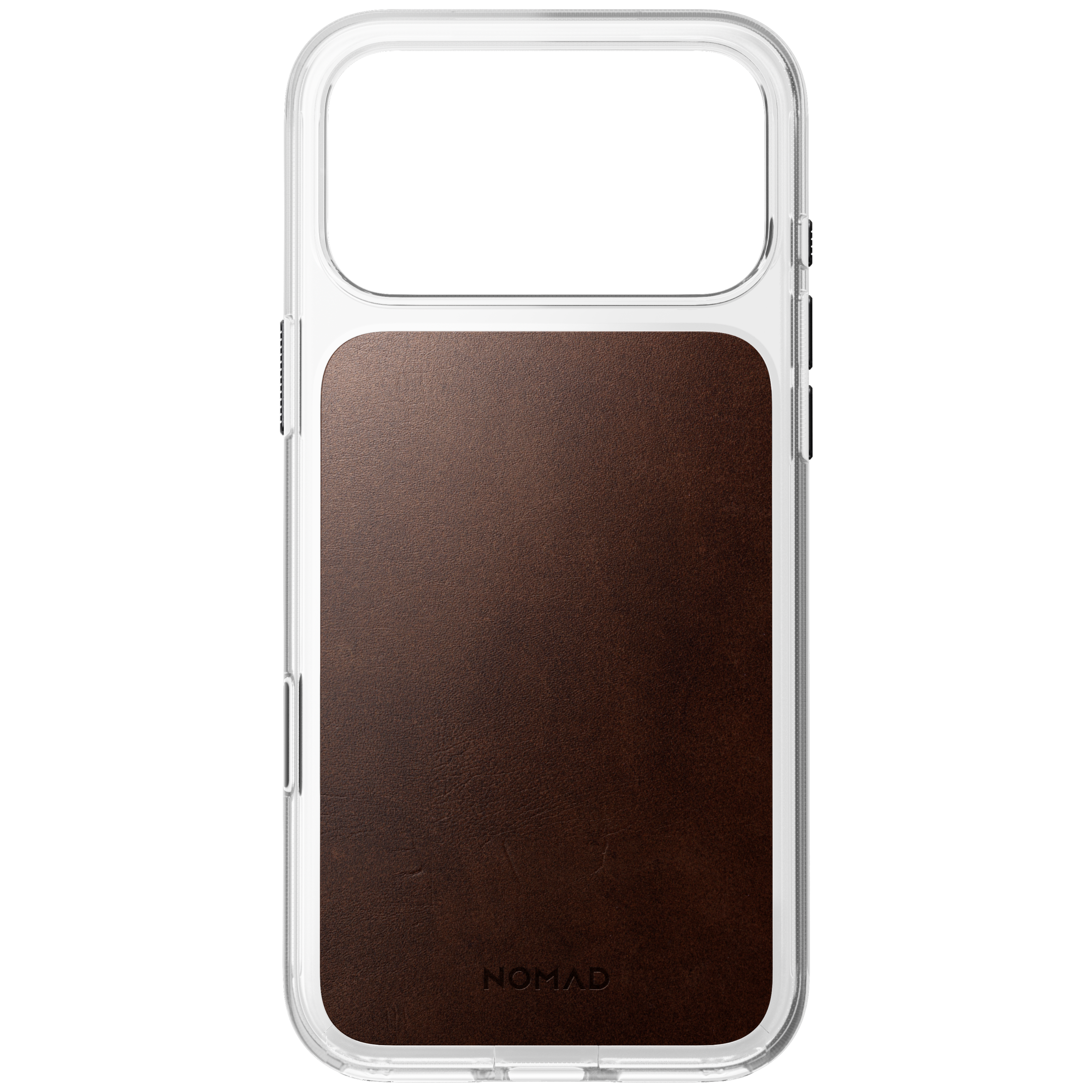 Clear + Leather Case for iPhone 18 Pro Max 6.9 in Rustic Brown Horween - Nomad