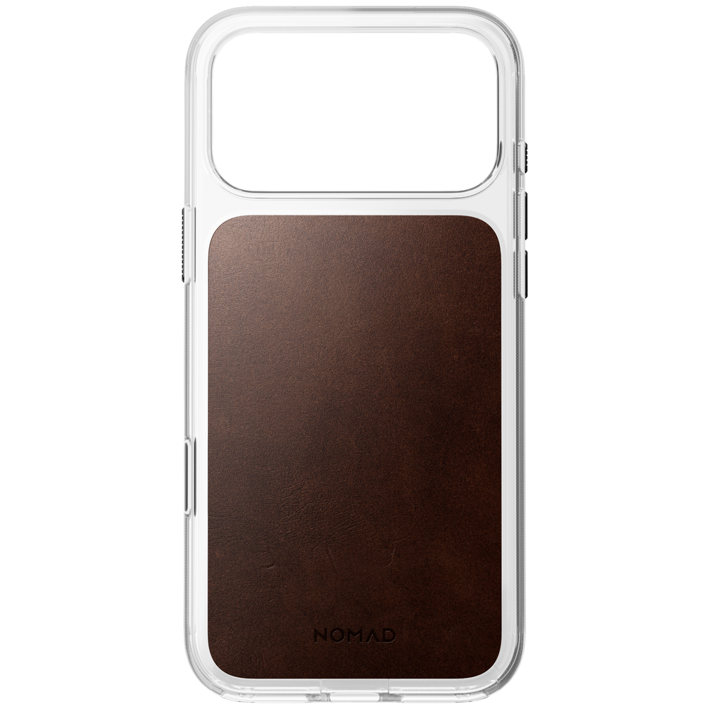 Clear + Leather Case for iPhone 18 Pro Max 6.9 in Rustic Brown Horween - Nomad