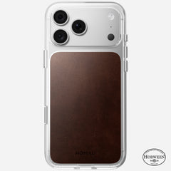Clear + Leather Case for iPhone 18 Pro Max 6.9 in Rustic Brown Horween - Nomad