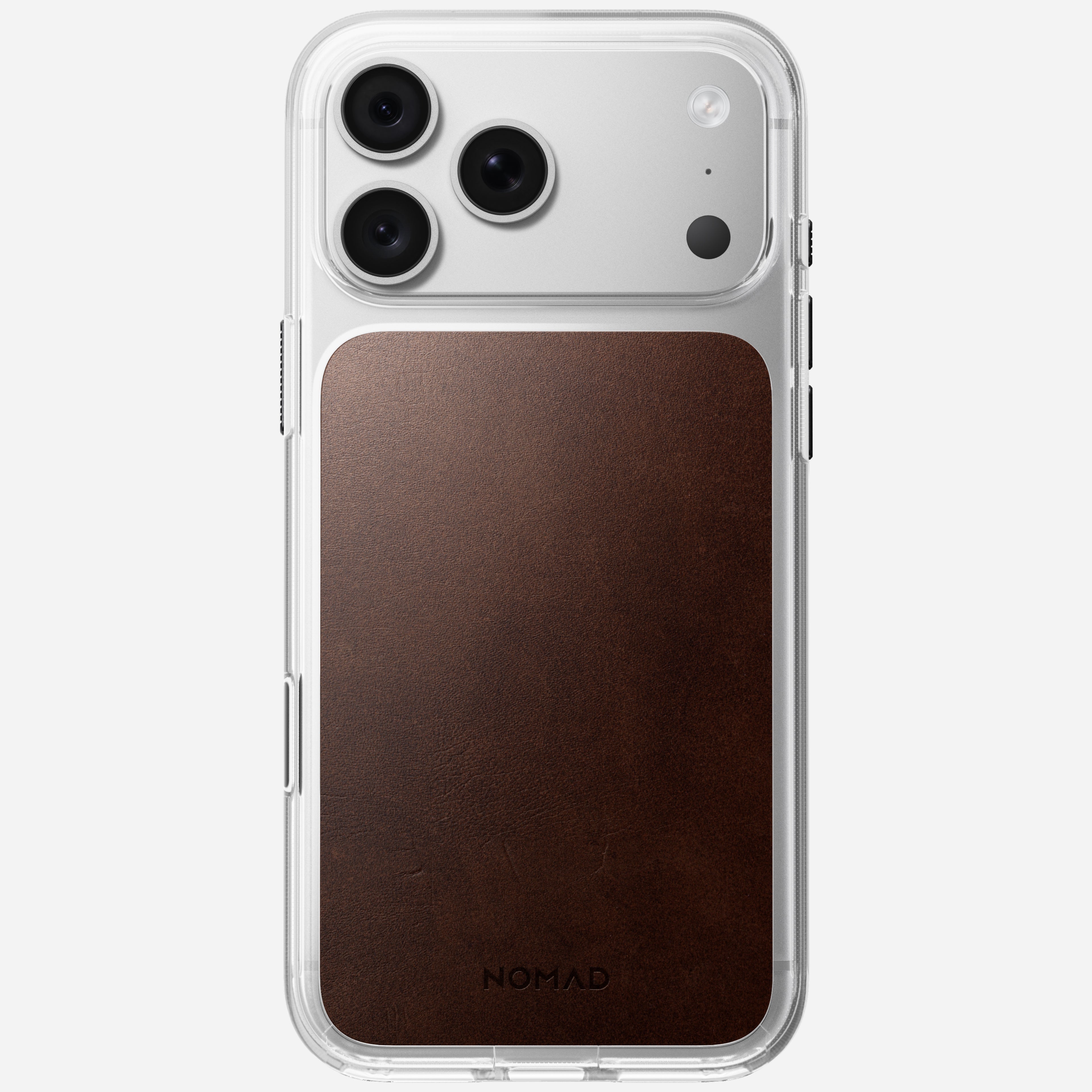 Clear + Leather Case for iPhone 18 Pro Max 6.9 in Rustic Brown Horween - Nomad