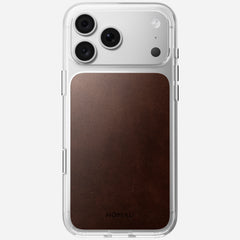 Clear + Leather Case for iPhone 18 Pro Max 6.9 in Rustic Brown Horween - Nomad
