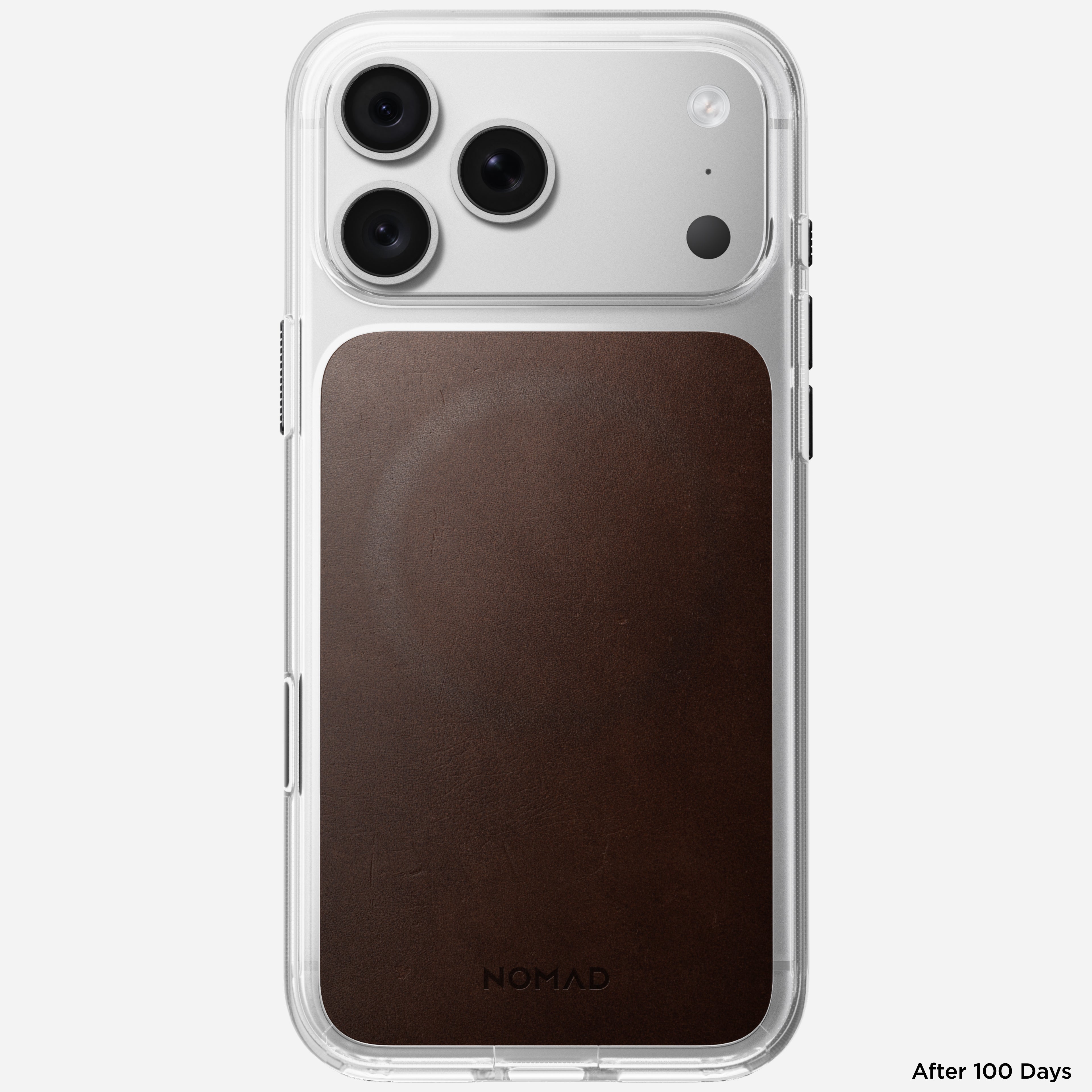 Clear + Leather Case for iPhone 18 Pro Max 6.9 in Rustic Brown Horween - Nomad