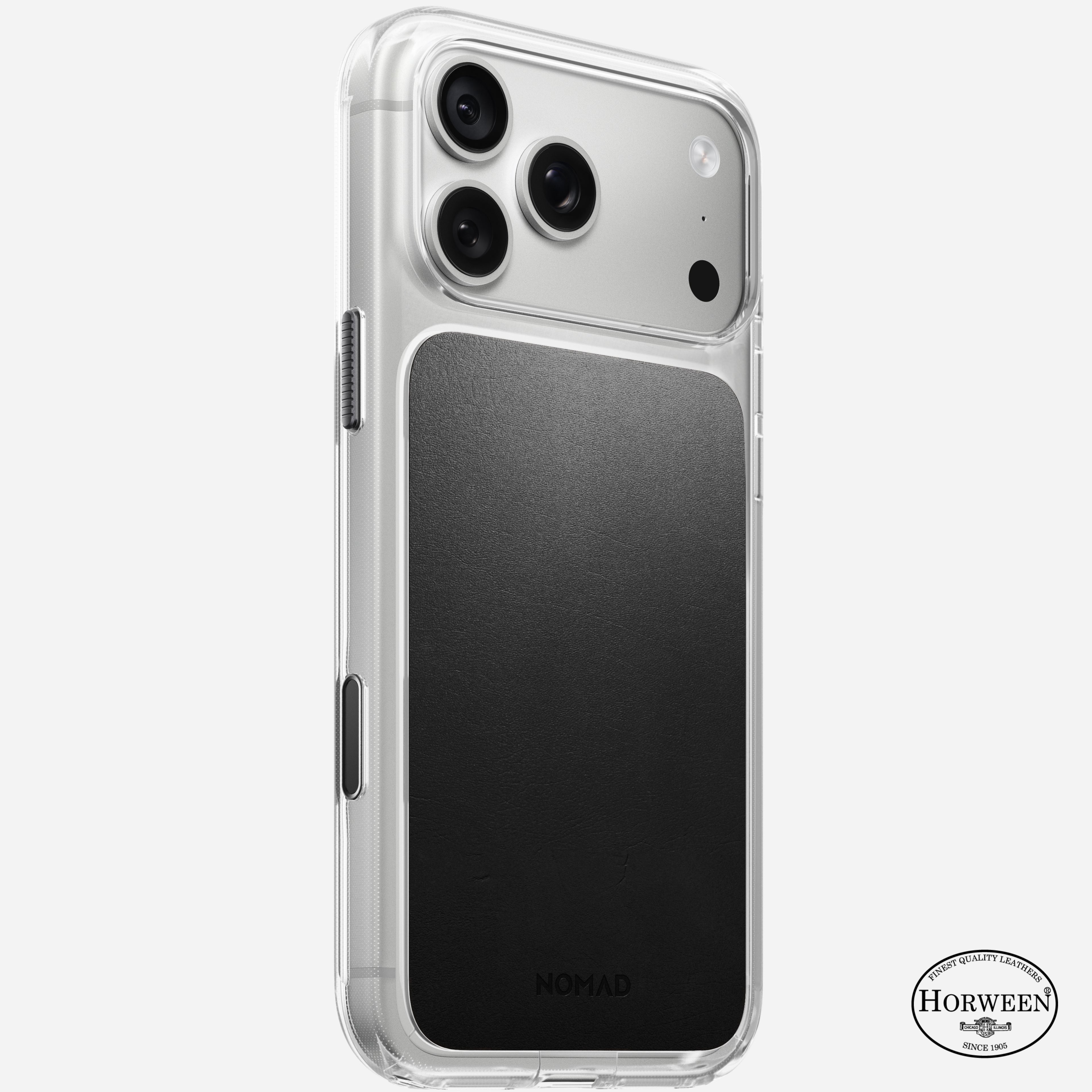 Clear + Leather Case for iPhone 18 Pro Max 6.9 in Black Horween - Nomad