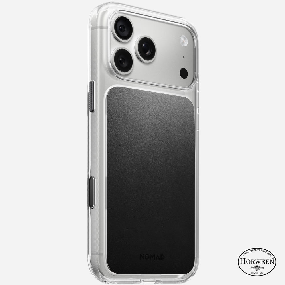 Clear + Leather Case for iPhone 18 Pro Max 6.9 in Black Horween - Nomad