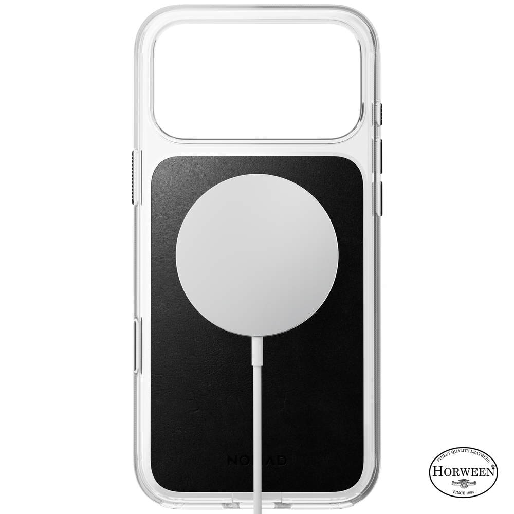 Clear + Leather Case for iPhone 18 Pro Max 6.9 in Black Horween - Nomad