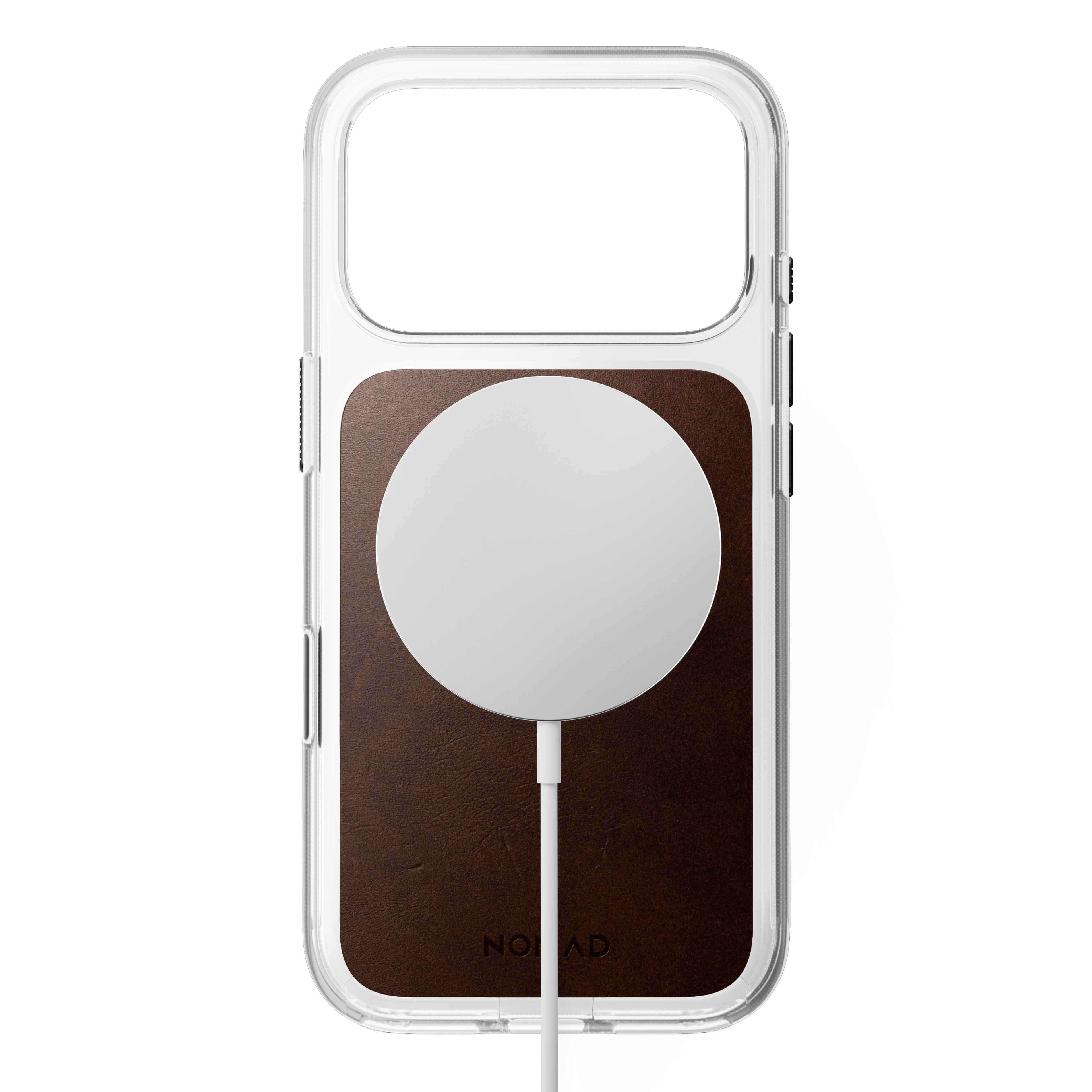 Clear + Leather Case for iPhone 18 Pro 6.3 in Rustic Brown Horween - Nomad