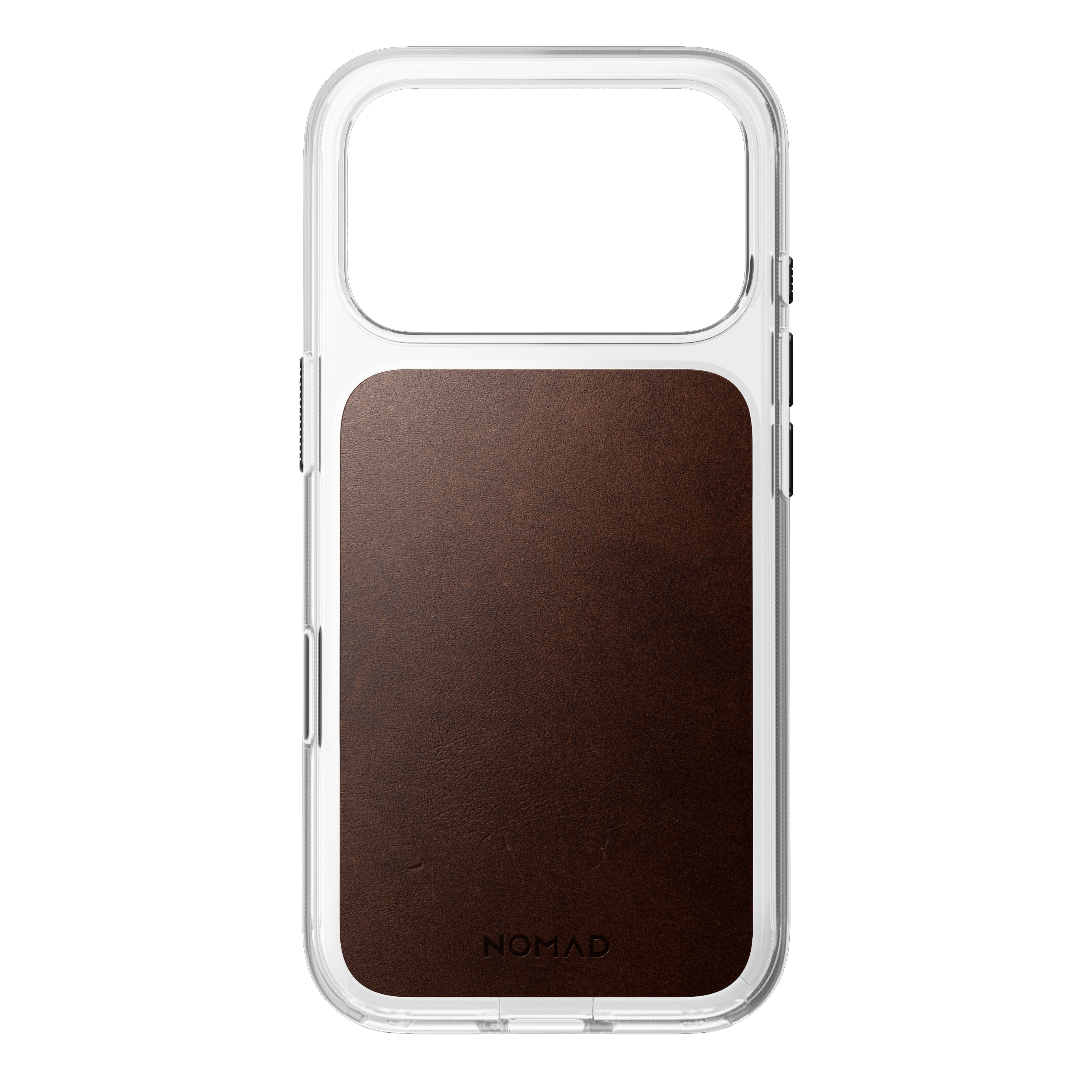 Clear + Leather Case for iPhone 18 Pro 6.3 in Rustic Brown Horween - Nomad