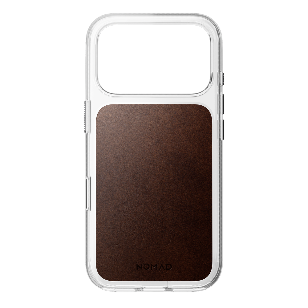 Clear + Leather Case for iPhone 18 Pro 6.3 in Rustic Brown Horween - Nomad
