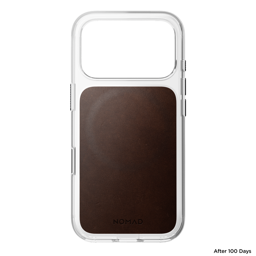 Clear + Leather Case for iPhone 18 Pro 6.3 in Rustic Brown Horween - Nomad