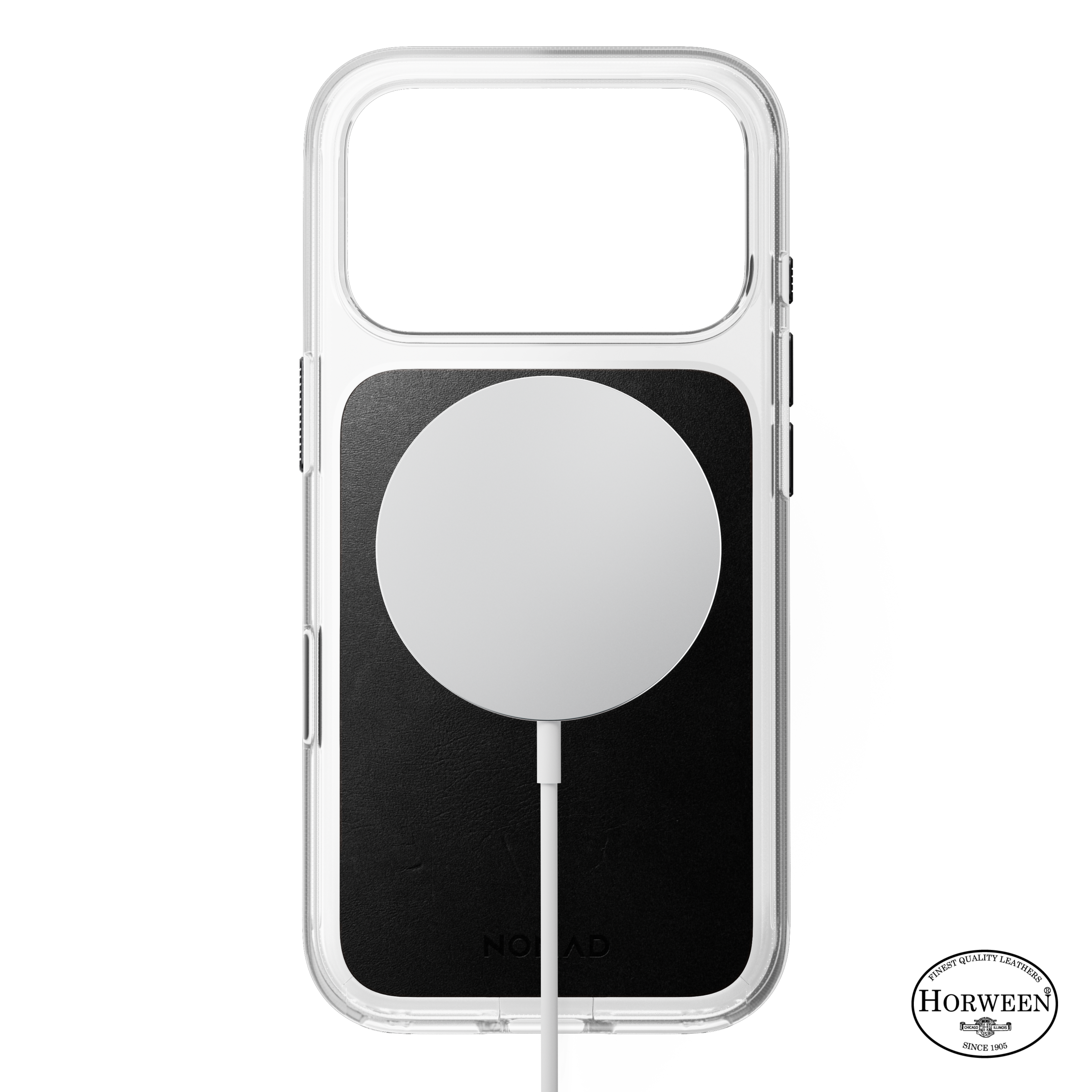 Clear + Leather Case for iPhone 18 Pro 6.3 in Black Horween - Nomad