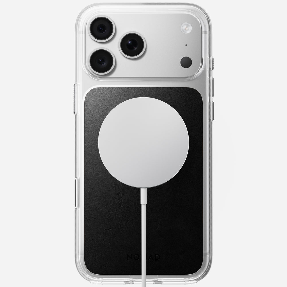 Clear + Leather Case for iPhone 18 Pro 6.3 in Black Horween - Nomad