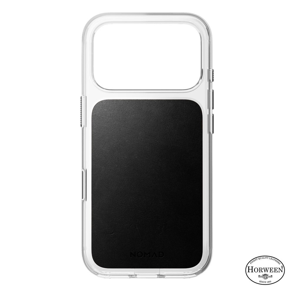Clear + Leather Case for iPhone 18 Pro 6.3 in Black Horween - Nomad