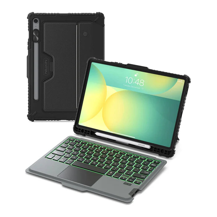 Rugged Detachable Keyboard & Trackpad Case Samsung Tab S9 / S10 FE - Black