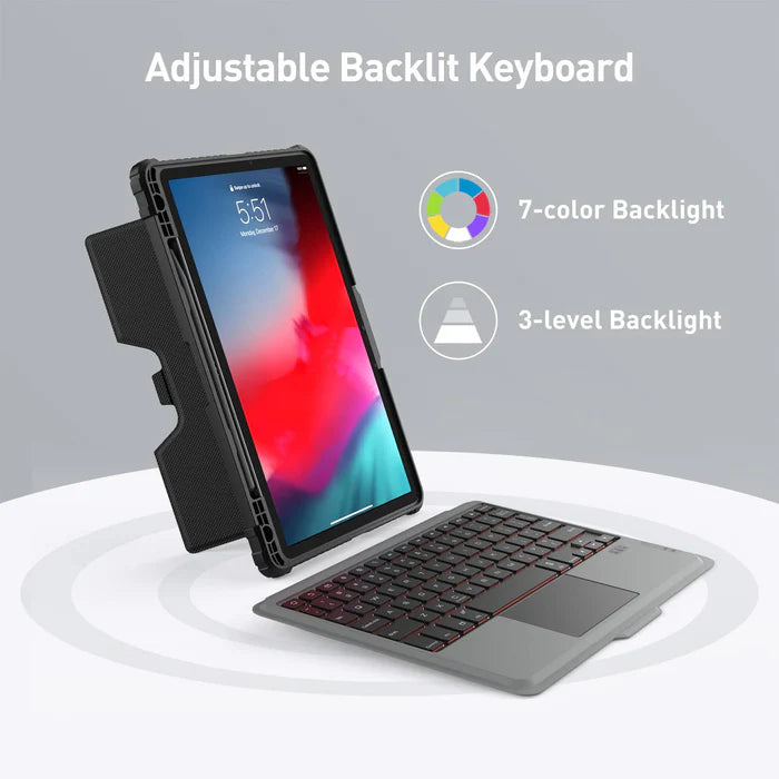 Rugged Detachable Keyboard & Trackpad Case Samsung Tab S9 / S10 FE - Black