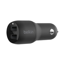 Load image into Gallery viewer, Belkin BoostCharge Dual USB-A Car Charger 24W - Black