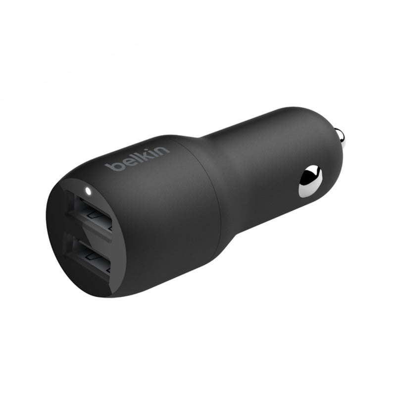 Belkin BoostCharge Dual USB-A Car Charger 24W + USB-A to Lightning Cable - Black