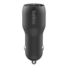 Load image into Gallery viewer, Belki BoostCharge Dual USB-A Car Charger 24W + USB-A to Lightning Cable - Black