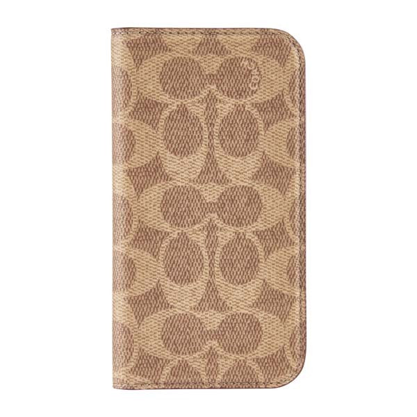 Coach Folio Case Signature Charcoal for iPhone 16 Standard Signature Tan