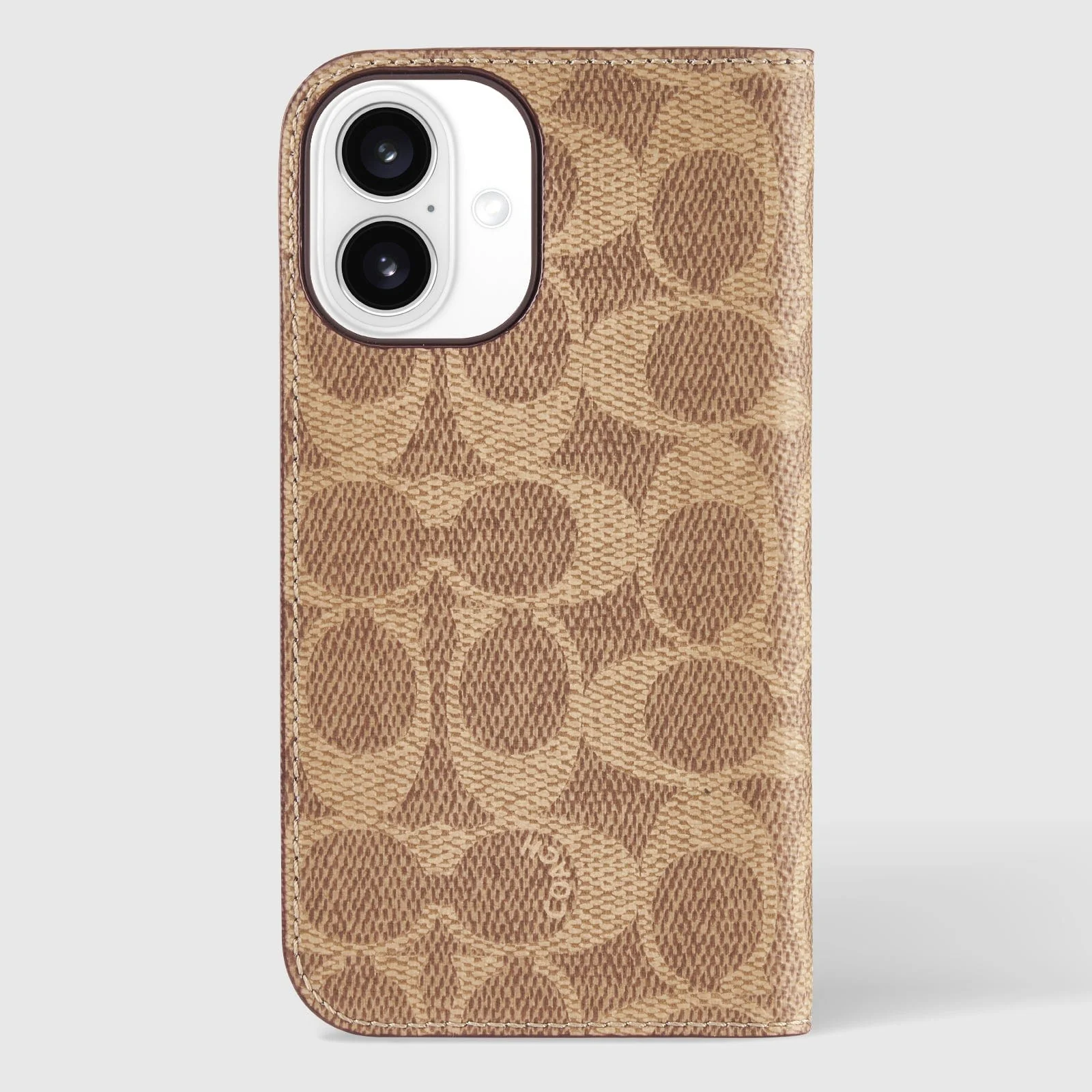 Coach Folio Case for iPhone 16 Standard Signature Tan