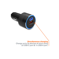 Cygnett 100W PD Car Charger USB-C For Laptop / Starlink / Tablet / Phone - Black