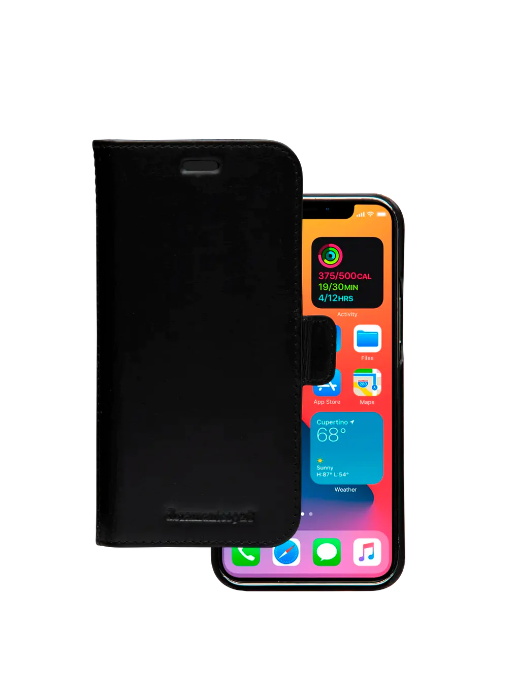 Dbramante1928 Lynge Leather Folio Case iPhone 12 / 12 Pro Black with FREE SCREEN GUARD