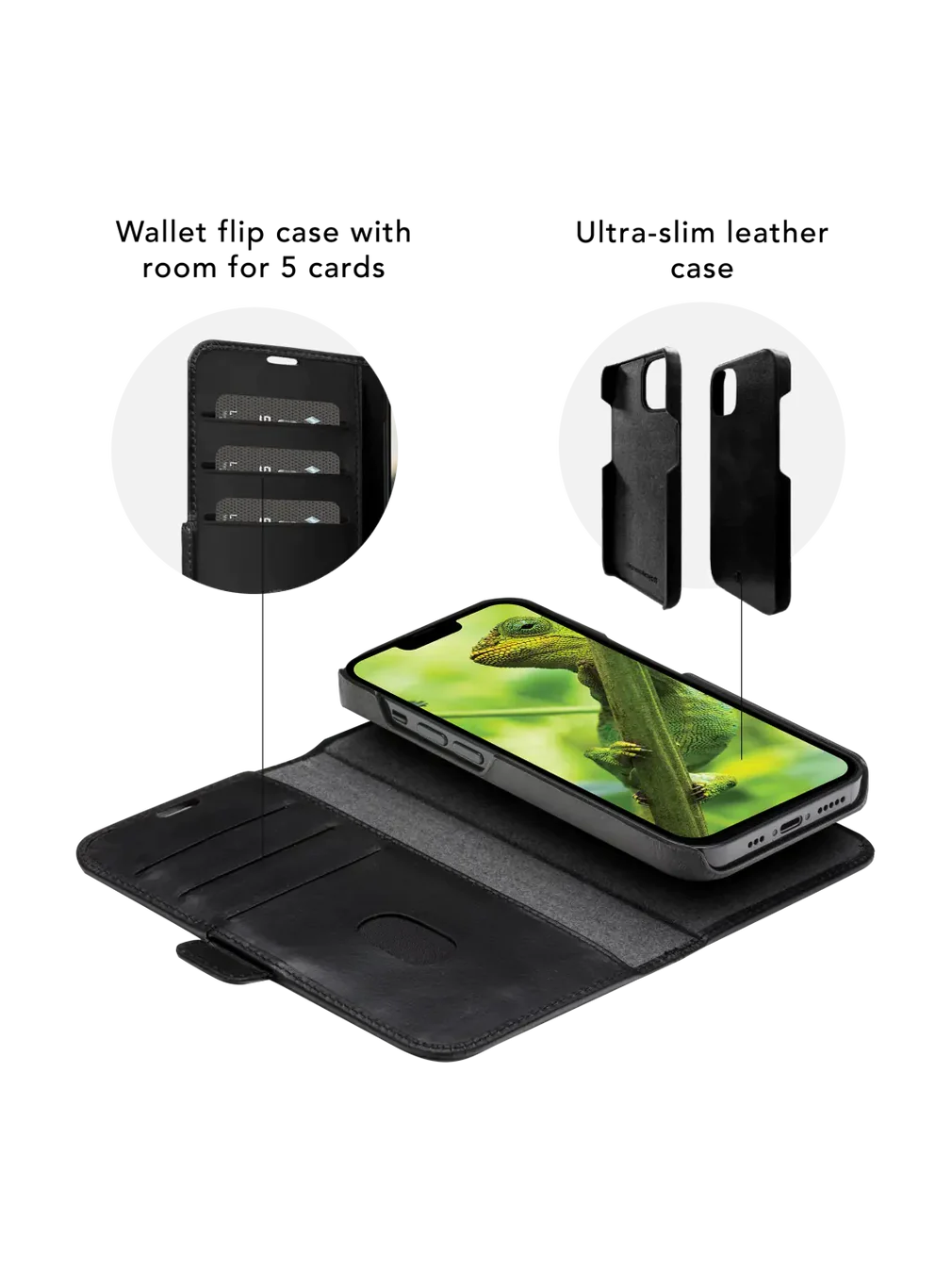Dbramante1928 Lynge Leather Folio Case iPhone 12 / 12 Pro Black with FREE SCREEN GUARD