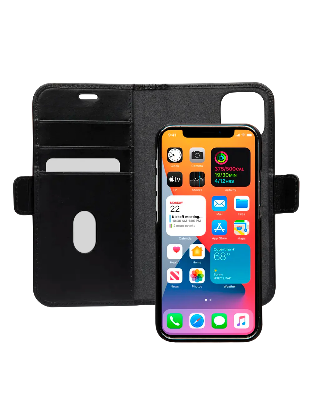 Dbramante1928 Lynge Leather Folio Case iPhone 12 / 12 Pro Black with FREE SCREEN GUARD