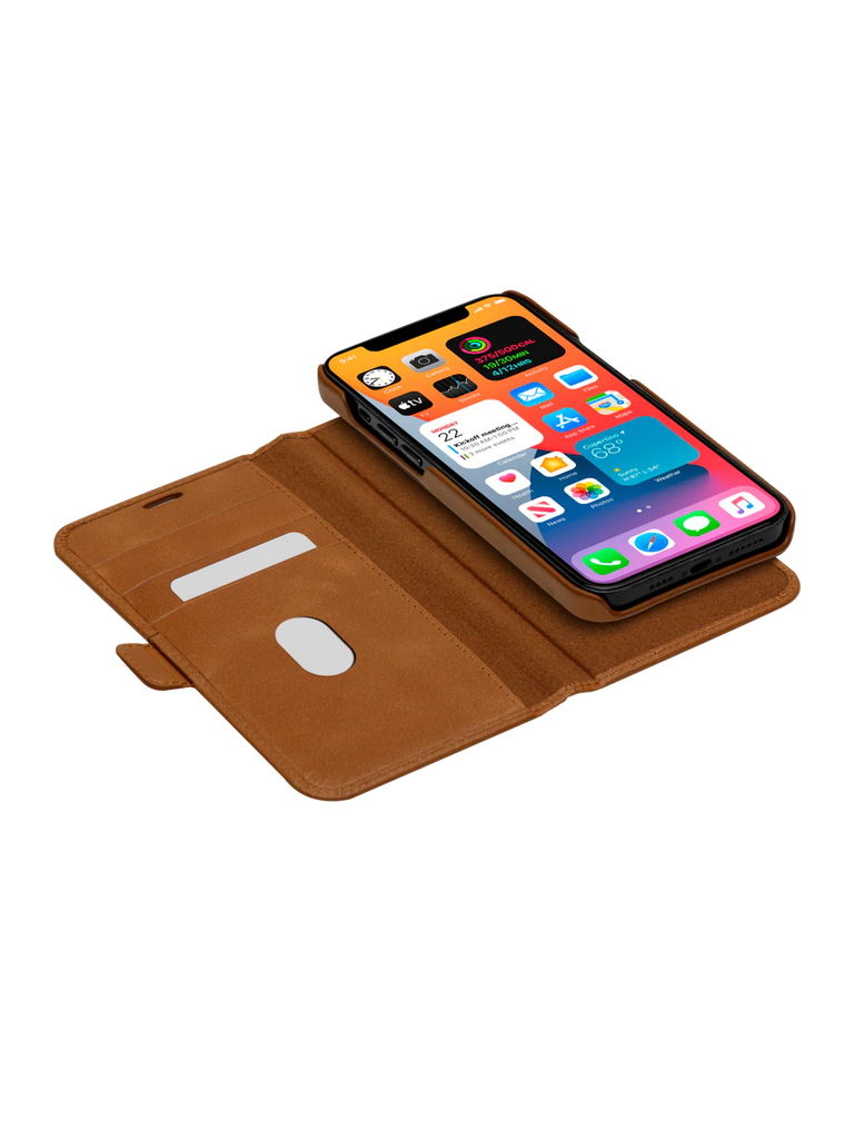 Dbramante1928 Lynge Leather Folio Case iPhone SE 3rd / 2nd / 8 / 7 Tan - BONUS Screen Protector