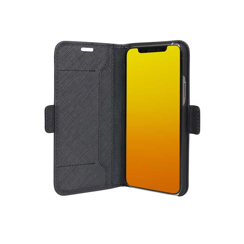 Dbramante1928 Milano Saffiano Leather Folio Case iPhone 11 Pro / X / XS - Night Black (BONUS Screen Protector!!)