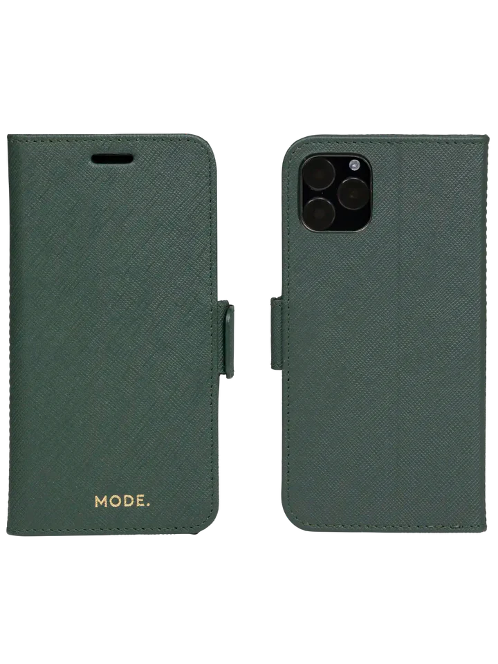 Dbramante1928 Milano Saffiano Leather Folio Case iPhone 11 Pro / X / XS - Evergreen (BONUS Screen Protector!!)
