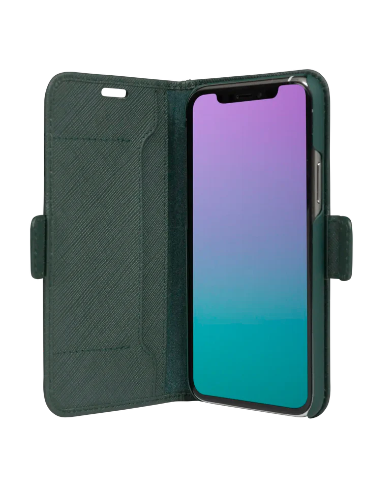 Dbramante1928 Milano Saffiano Leather Folio Case iPhone 11 Pro / X / XS - Evergreen (BONUS Screen Protector!!)