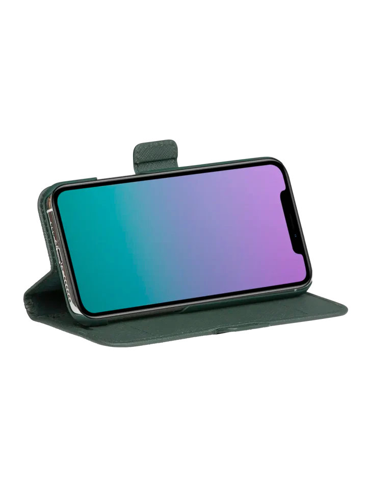 Dbramante1928 Milano Saffiano Leather Folio Case iPhone 11 Pro / X / XS - Evergreen (BONUS Screen Protector!!)