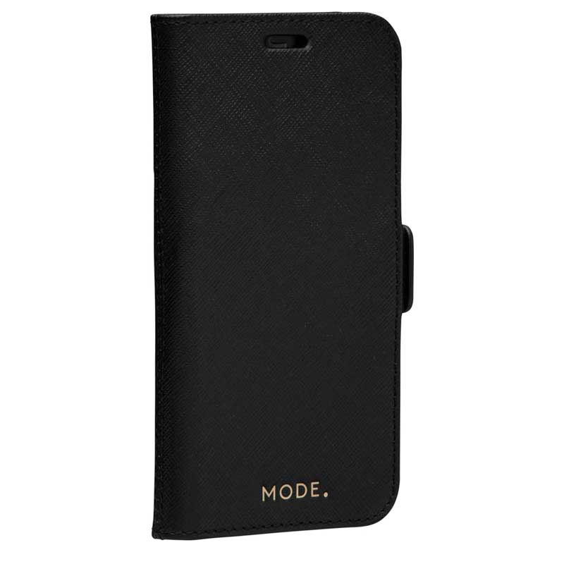 Dbramante1928 Milano Saffiano Leather Folio Case iPhone 12 / 12 Pro Night Black with FREE SCREEN GUARD