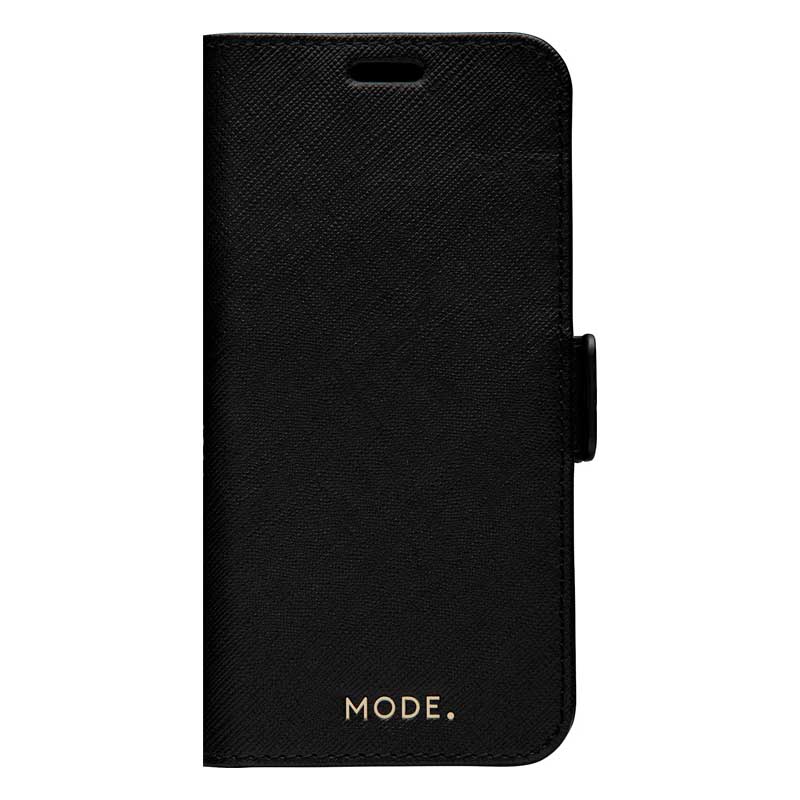 Dbramante1928 Milano Saffiano Leather Folio Case iPhone 12 / 12 Pro Night Black with FREE SCREEN GUARD