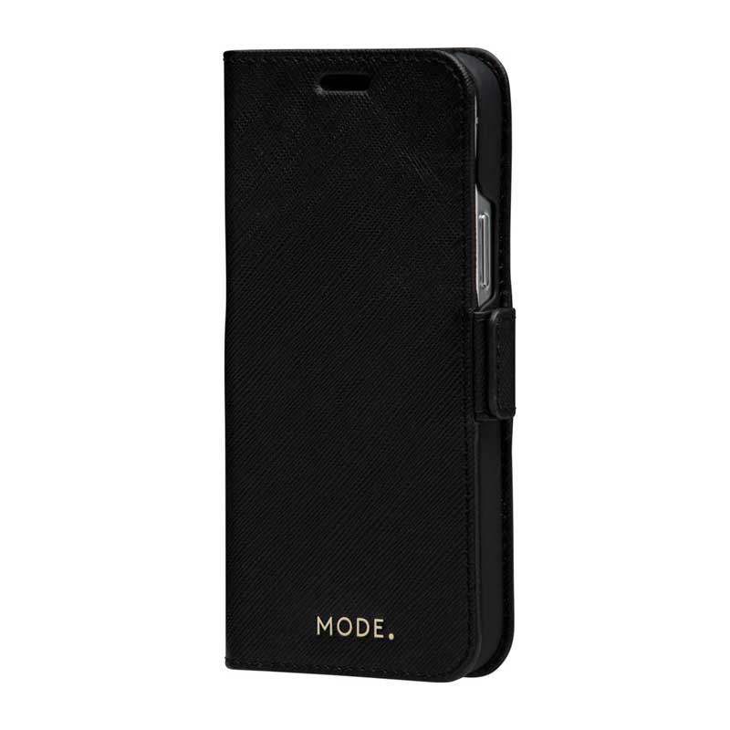 Dbramante1928 Milano Saffiano Leather Folio Case iPhone 12 / 12 Pro Night Black with FREE SCREEN GUARD