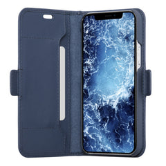 Dbramante1928 Milano Saffiano Leather Folio Case iPhone 12 / 12 Pro Ocean Blue with FREE SCREEN GUARD