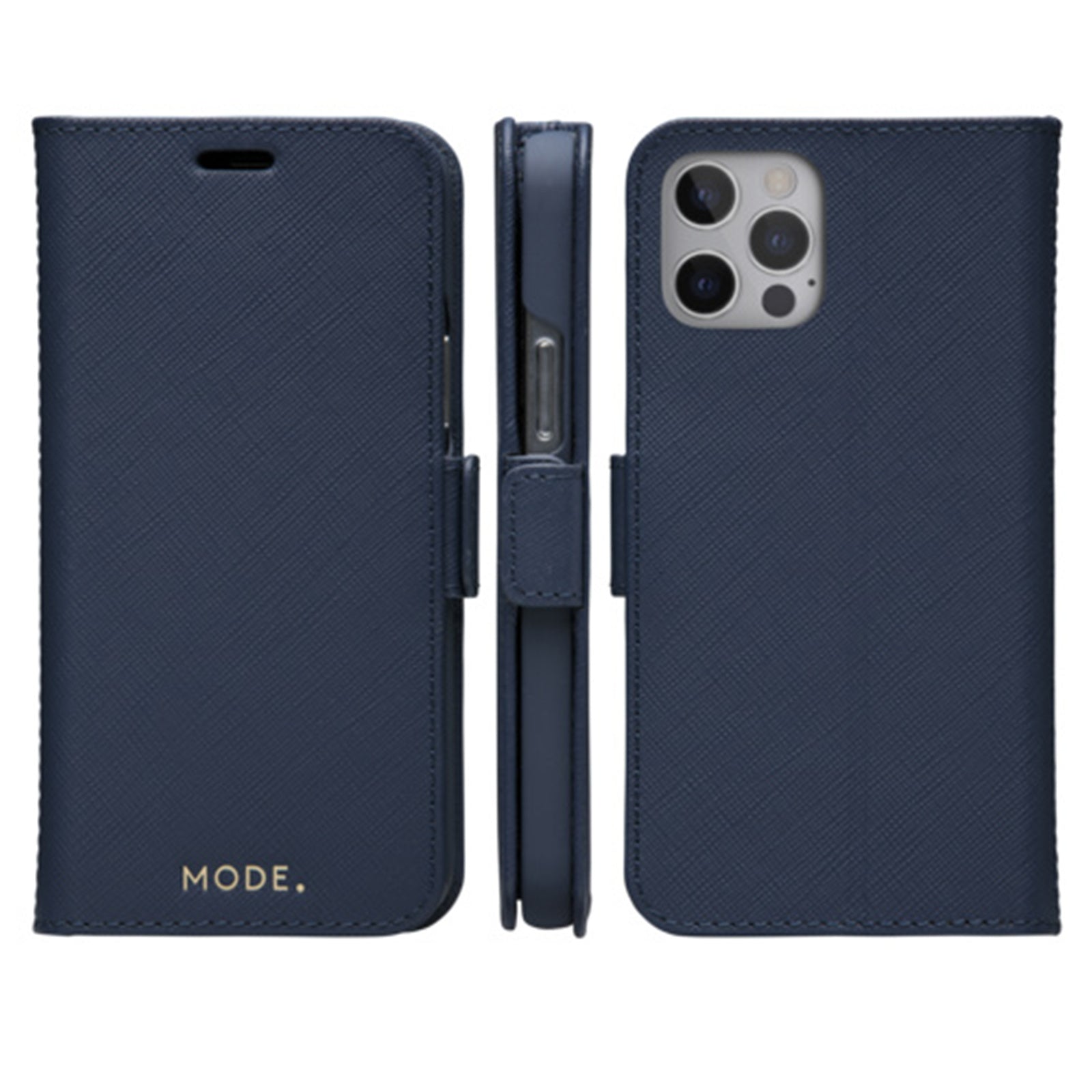 Dbramante1928 Milano Saffiano Leather Folio Case iPhone 12 / 12 Pro Ocean Blue with FREE SCREEN GUARD