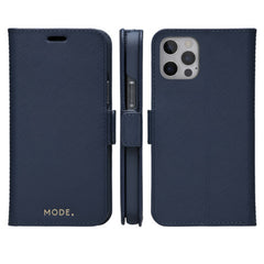 Dbramante1928 Milano Saffiano Leather Folio Case iPhone 12 / 12 Pro Ocean Blue with FREE SCREEN GUARD