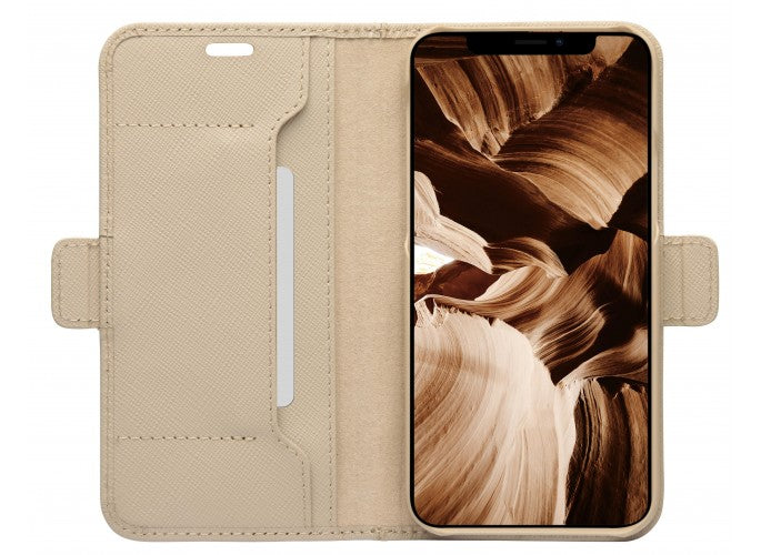 Dbramante1928 Milano Saffiano Leather Folio Case iPhone 12 / 12 Pro Sahara Sand with FREE SCREEN GUARD