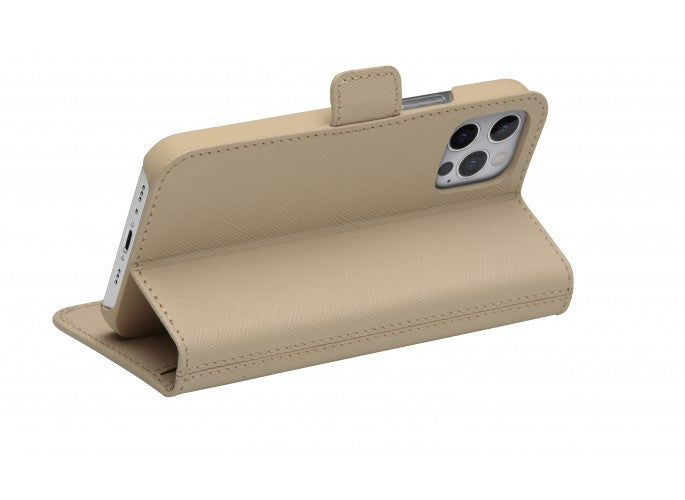 Dbramante1928 Milano Saffiano Leather Folio Case iPhone 12 / 12 Pro Sahara Sand with FREE SCREEN GUARD