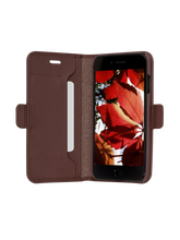 Load image into Gallery viewer, Dbramante1928 Milano Saffiano Leather Folio Case iPhone SE 3rd / 2nd / 8 / 7 - Dark Chocolate