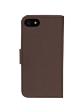 Load image into Gallery viewer, Dbramante1928 Milano Saffiano Leather Folio Case iPhone SE 3rd / 2nd / 8 / 7 - Dark Chocolate