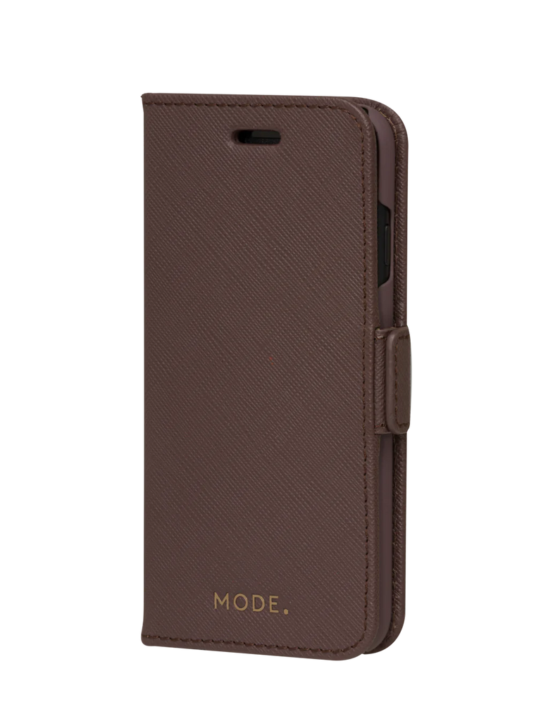 Dbramante1928 Milano Saffiano Leather Folio Case iPhone SE 3rd / 2nd / 8 / 7 - Dark Chocolate