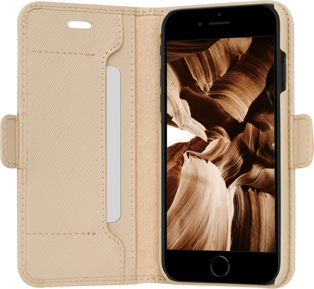 Dbramante1928 Milano Saffiano Leather Folio Case iPhone SE 3rd / 2nd / 8 / 7 - Sahara Sand