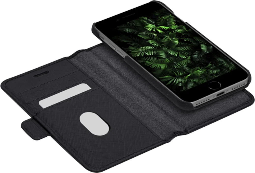 Dbramante1928 New York Leather Folio Case iPhone SE 3rd / 2nd / 8 / 7 Night Black - BONUS Screen Protector