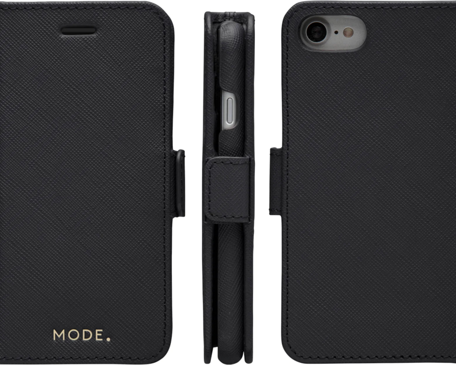 Dbramante1928 New York Leather Folio Case iPhone SE 3rd / 2nd / 8 / 7 Night Black - BONUS Screen Protector